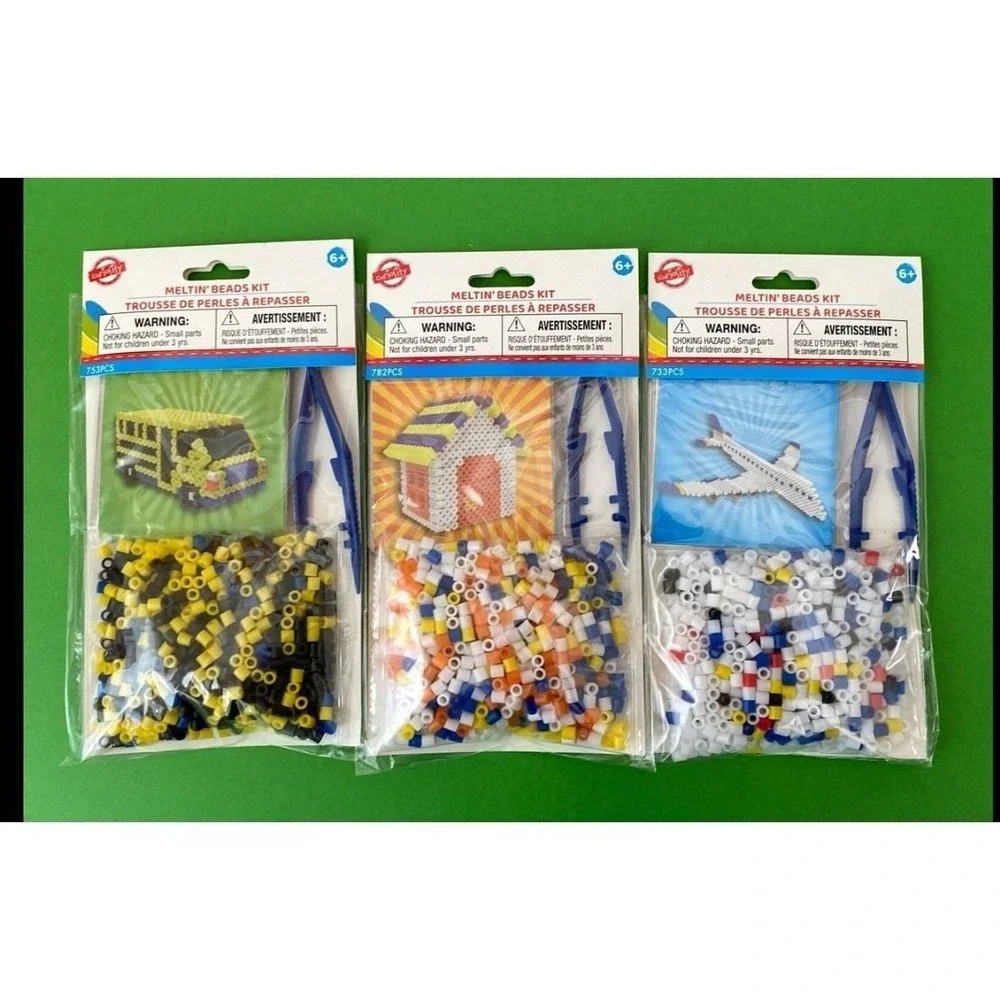Curiosity Meltin' Beads Kit Lot 3 Bus Doghouse Airplane Craft Fuse Beads NIP